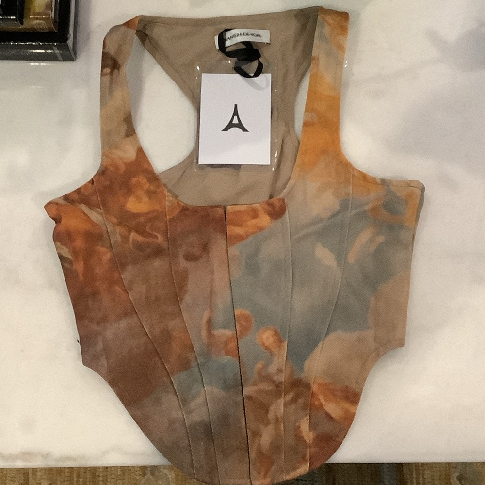 48. Manier De Voir Earthy Tones Corset Top, Size 0, Brand New - Picture 2 of 3